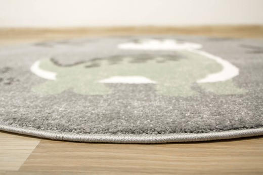 Okrągły Dywan Lima C880B l.grey/green Dinozaur Szary Oliwka