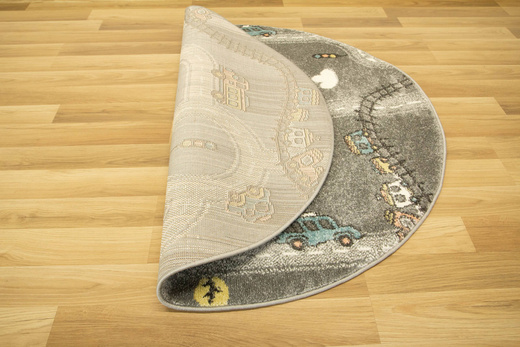 Okrągły Dywan Lima C511A l.grey/cream Uliczki Pociągi Chmurki Szary Łososiowy