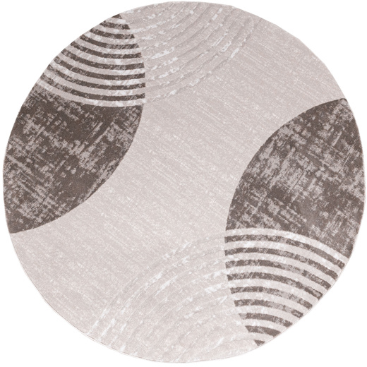 Okrągły Dywan Nantes NT209A Beige/Brown Szarobeżowy Półkola