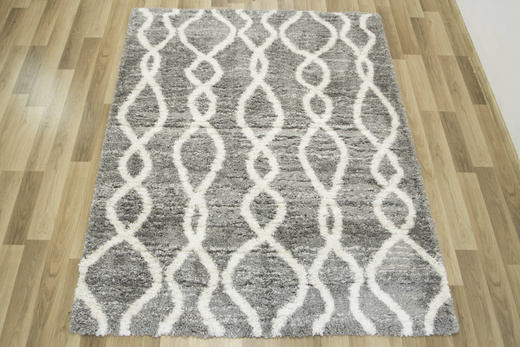 Puszysty Dywan Pulpy Shaggy A574A d.grey/cream Szary Kremowy Zygzaki Etno