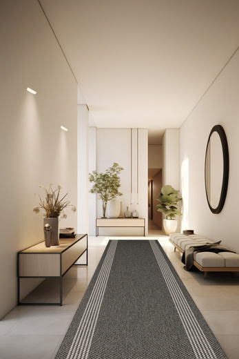 Chodnik Sznurkowy Antypoślizgowy Natura Loper 3427 Grafit Krem Paski szerokość 67 cm