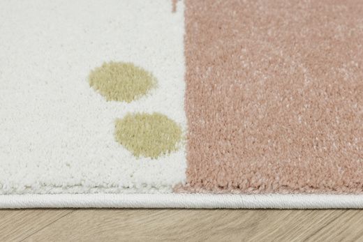 Dywan Półokrągły Dziecięcy Lima M044A cream/rose Róż Krem Zloty Paski