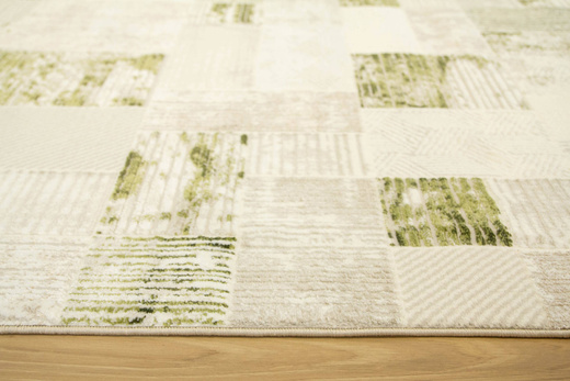Dywan Home 384 cream/green Beżowy Oliwkowy Krem Kwadraty