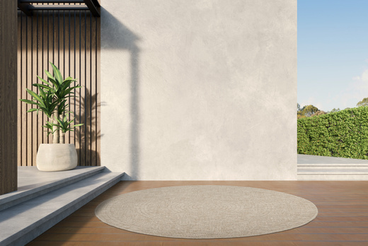 Okrągły Dywan Sznurkowy 08868A Jute Indiana Laomi Beż Rozeta Outdoor