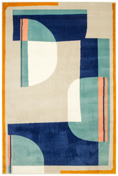 Dywan Victoria F496A beige/d.blue Geometria Turkus Krem Łososiowy