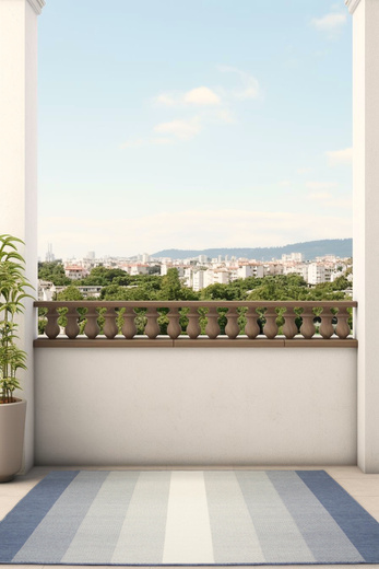 Dywan Dwustronny Sznurkowy Brussels 205248/10310 Ocean Niebieski Krem Pasy Outdoor