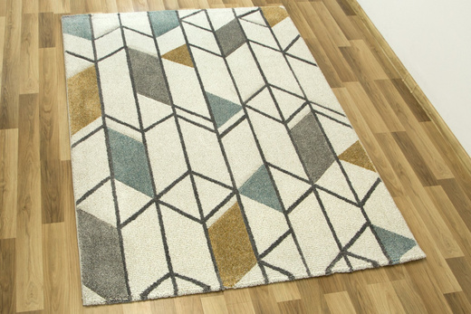 Dywan Vegas Home 09EKE Romby Trójkąty Krem Brąz Niebieski