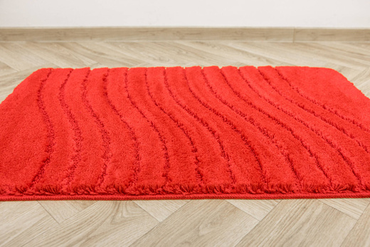 Dywanik Łazienkowy Antypoślizgowy Sara Red Czerwony Fale