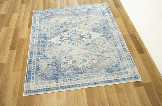 Dywan Summer Klasyk Blue Niebieski Krem Romby Ornament