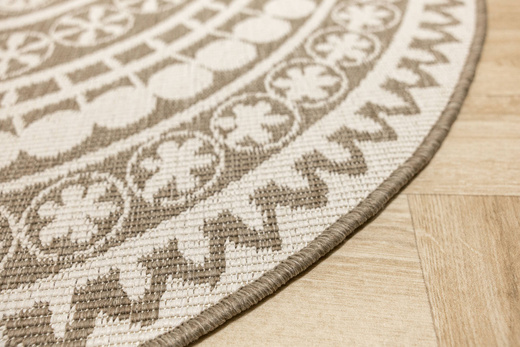 Okrągły Dwustronny Dywan Sznurkowy Brussels 205626/10610 linen Beż Krem Rozeta Outdoor