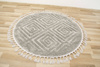 Okrągły Dywan Berber 7061 l.grey Jasny Szary 3D z frędzlami