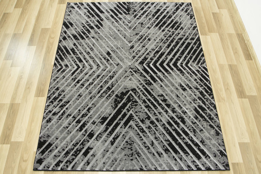 Lśniący Dywan Allora Plus B832A black/grey Czarny Srebrny Przecierany Linie