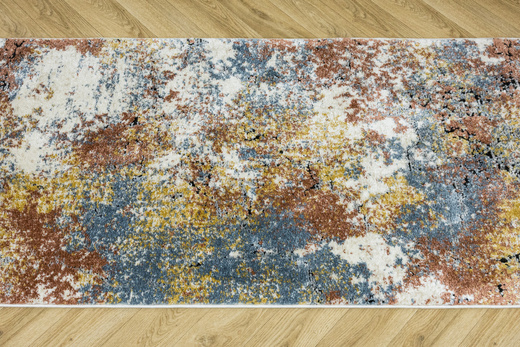 Chodnik 8621A Cream Kremowy Miedziany Niebieski Abstrakcja szerokość 70 cm