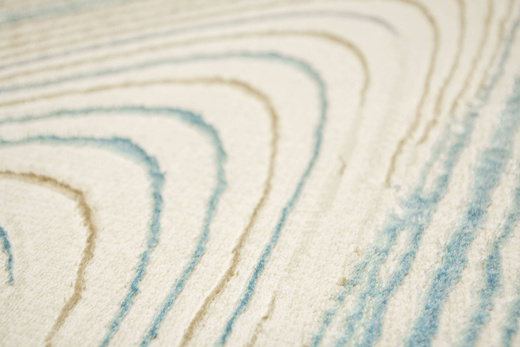 Lśniący Dywan Allora Plus G379A cream/blue Beż Krem Turkus Linie