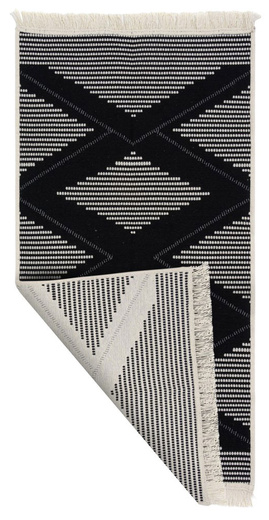 Dwustronny Dywanik Chodniczek Orient Wzór 7 Czarny Krem Romby Duże