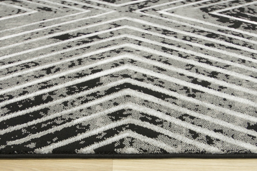 Lśniący Dywan Allora Plus B832A black/grey Czarny Srebrny Przecierany Linie
