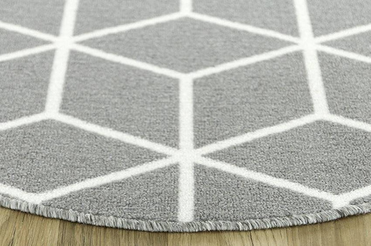 Antypoślizgowy Okrągły Dywan Cubes Jasny Szary 19