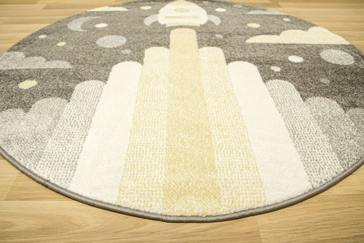 Okrągły Dywan Lima G756A d.grey/cream Rakieta Szary żółty Krem
