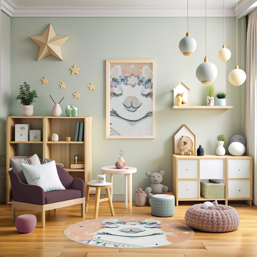 Okrągły Dywan Lima C882A rose/cream Róż Krem Lama