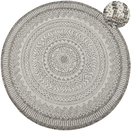 Okrągły Dywan Sznurkowy Jeans 19347/P91 Koło Beż Grafit Rozeta
