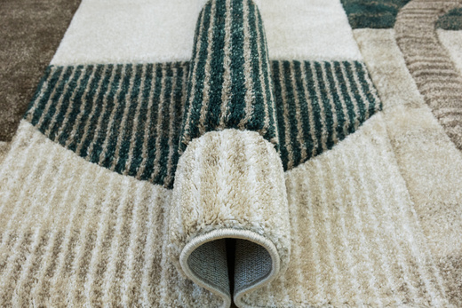 Dywan Kandy N372A l.beige/emeral Butelkowa zieleń Beż Fryz