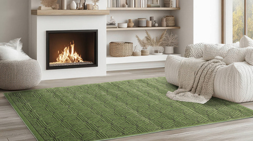 Dywan Teno F0336 Green Geometria Trójkąty Butelkowa Zieleń