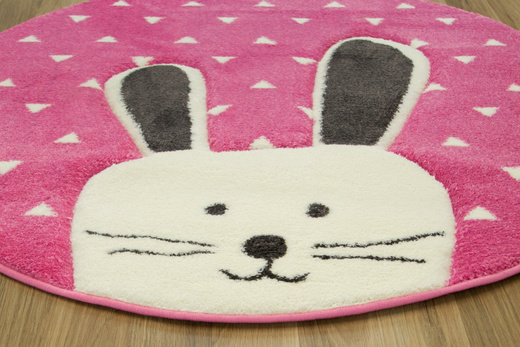 Okrągły Dywan Pastel Kids 52RVR Róż Zajączek