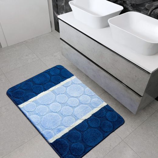 Dywanik Łazienkowy Siena Blue Niebieski Kropki Paski