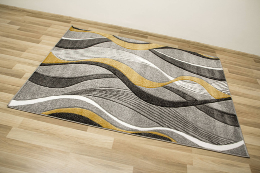 Dywan Amelia B178B grey/d.yellow Szary Żółty Wstęgi Fale