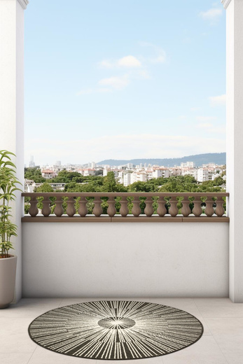 Okrągły Dwustronny Dywan Sznurkowy Brussels 205634/10110 Night Antracyt Krem Outdoor