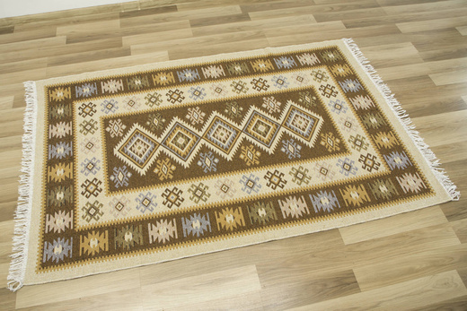 Dwustronny Dywanik Chodniczek Kilim Romby Miód