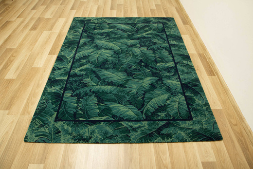 Wełniany Dywan Tempo-B Tion Teal Zielony Granatowy Liście