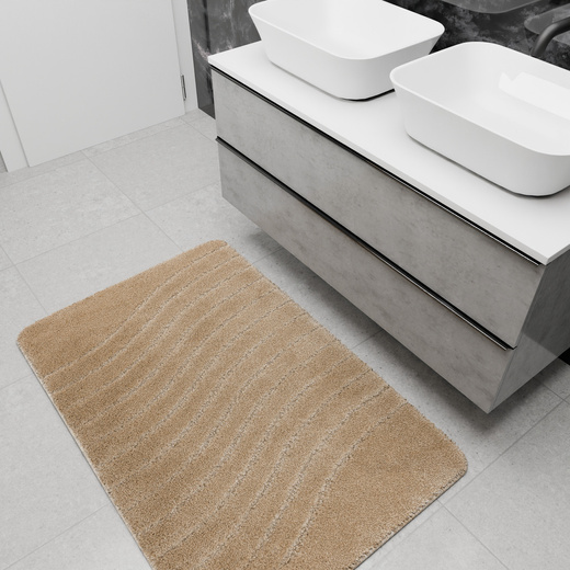 Dywanik Łazienkowy Antypoślizgowy Sara Beige Beż Fale