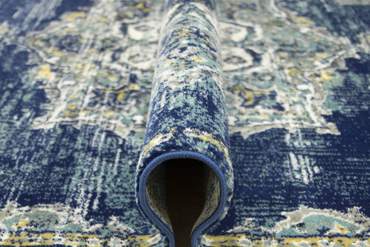 Dywan Victoria 2937D d.blue/blue Ornament Medalion Niebieski Turkus Żółty