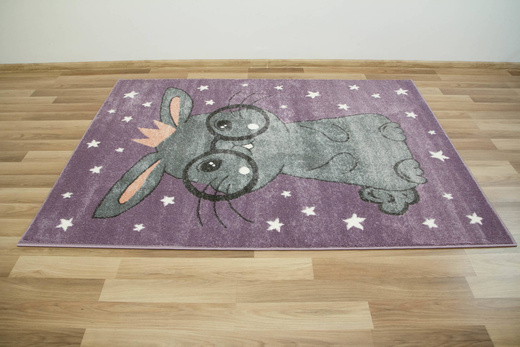 Dywan Dziecięcy Lima 9377C lila/l.grey Fiolet Szary Króliczek w Okularach