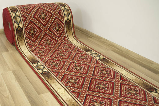 Chodnik Gold 371/22 bordowy szerokość 80 cm