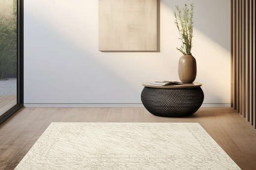 Lśniący Dywan Allora Plus F928A Cream/Cream Krem Marmur Ramka