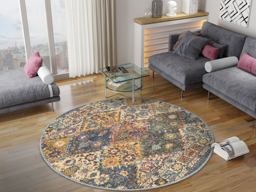 Antypoślizgowy dywan okrągły Modern Classic 19 Ornament Vintage