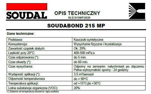 Klej kontaktowy SOUDAL Soudabond 215 MP SPRAY 500 ml