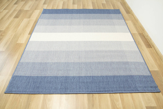 Dywan Dwustronny Sznurkowy Brussels 205248/10310 Ocean Niebieski Krem Pasy Outdoor