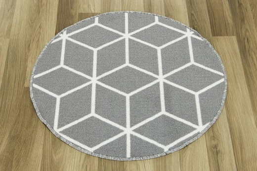 Antypoślizgowy Okrągły Dywan Cubes Jasny Szary 19