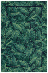 Wełniany Dywan Tempo-B Tion Teal Zielony Granatowy Liście