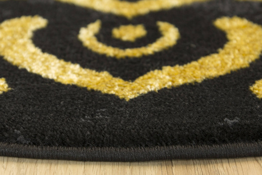 Okrągły Dywan Festival Gold 5866A black Rozeta Ornament Czarny Złoty