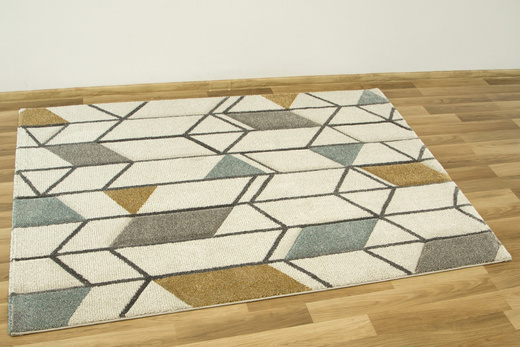 Dywan Vegas Home 09EKE Romby Trójkąty Krem Brąz Niebieski