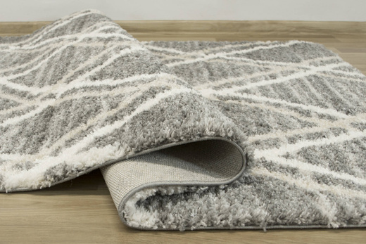 Puszysty Dywan Pulpy Shaggy A532A d.grey/l.grey Szary krem Beż Romby Etno