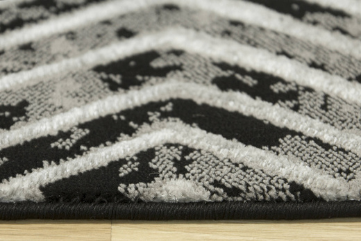 Lśniący Dywan Allora Plus B832A black/grey Czarny Srebrny Przecierany Linie