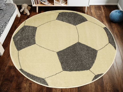 Okrągły Dywan Lima G758A yellow/d.grey Piłka Football Grafit Żółty