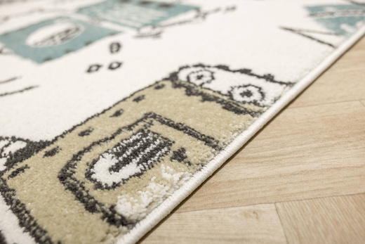 Dywan Dziecięcy Lima G931A cream/d.grey Pastelowy Krem Turkus Roboty Rakiety Kosmos