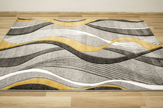 Dywan Amelia B178B grey/d.yellow Szary Żółty Wstęgi Fale
