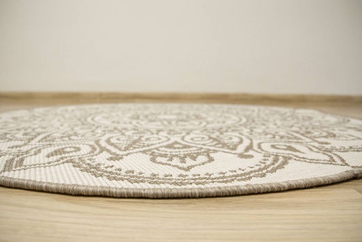 Okrągły Dwustronny Dywan Sznurkowy Brussels 205333/10610 Linen Beż Krem Rozeta Outdoor